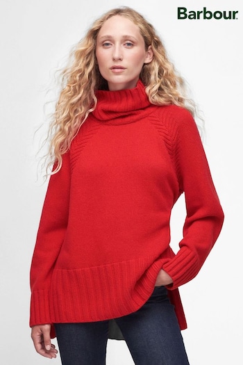 Barbour® Red Norma Chunky Roll Neck Knitted Jumper (360914) | £100