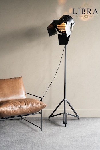 Libra Interiors Black Clarky Spotlight Tripod Floor Lamp (360921) | £350
