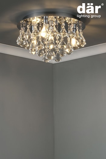 Dar Lighting Silver Fringe 4 Light Bathroom Flush Fitting Ceiling Light (361101) | £125
