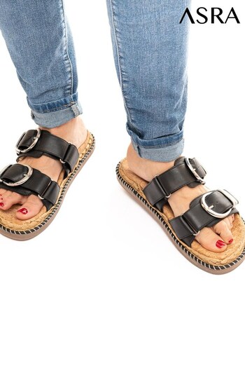 ASRA London Suzie Leather Buckle Flat Sandals (361240) | £90