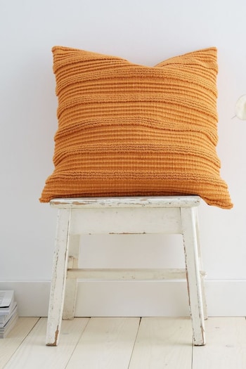 Orange Tufted Stripes Cotton Cushion (361365) | £20
