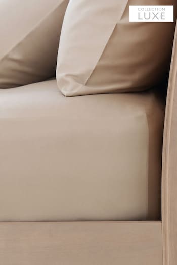 Natural Extra Deep Fitted Collection Luxe 200 Thread Count 100% Egyptian Cotton Percale Sheet (361694) | £22 - £37