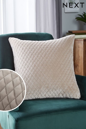 Champagne Gold Velvet Quilted Hamilton Square Cushion (361974) | £20