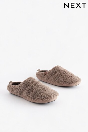 Stone Natural Padded Borg Mule Slippers (362719) | £18