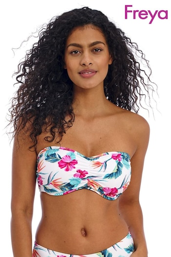 Freya Palm Paradise Underwire Bandeau White Bikini Top (362747) | £42