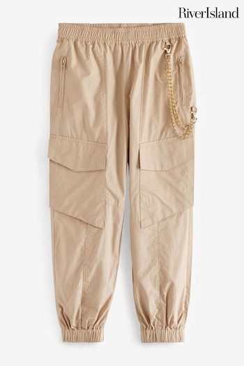 River Island Beige Girls Pull-On Cargo Trousers amp (362848) | £25