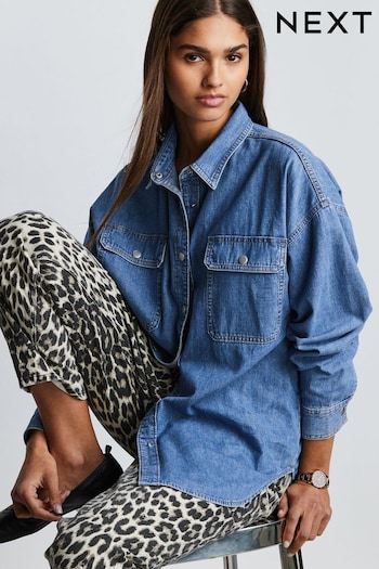 Mid Blue Oversized Denim 100% Cotton Shirt (362968) | £29