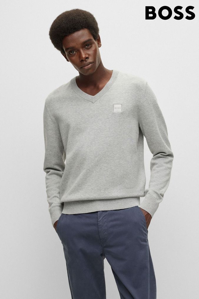 Buy Men s Grey V Neck Jumpers Online Next UK