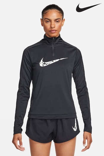 Nike toes Black Swoosh Dri-FIT Half Zip Mid Layer (363618) | £40