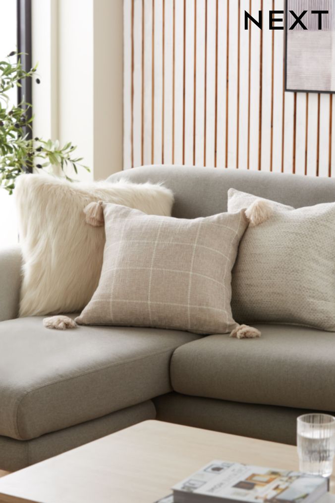 Large checked cushions clearance