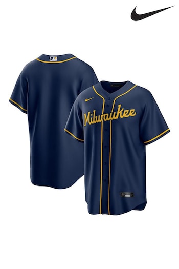 Nike Solarsoft Blue Milwaukee Brewers Nike Solarsoft Official Replica Alternate Road Jersey (364010) | £95