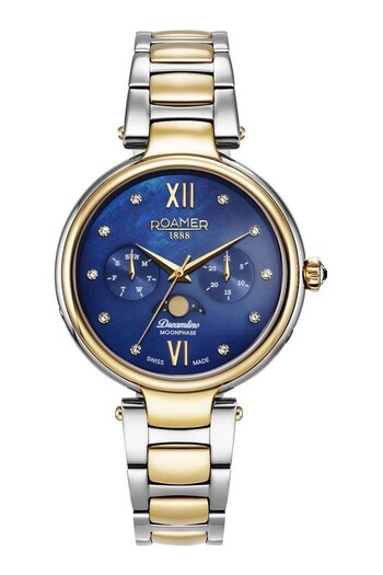 Roamer Ladies Gold Tone Dreamline Moonphase Diamond Watch (364095) | £380