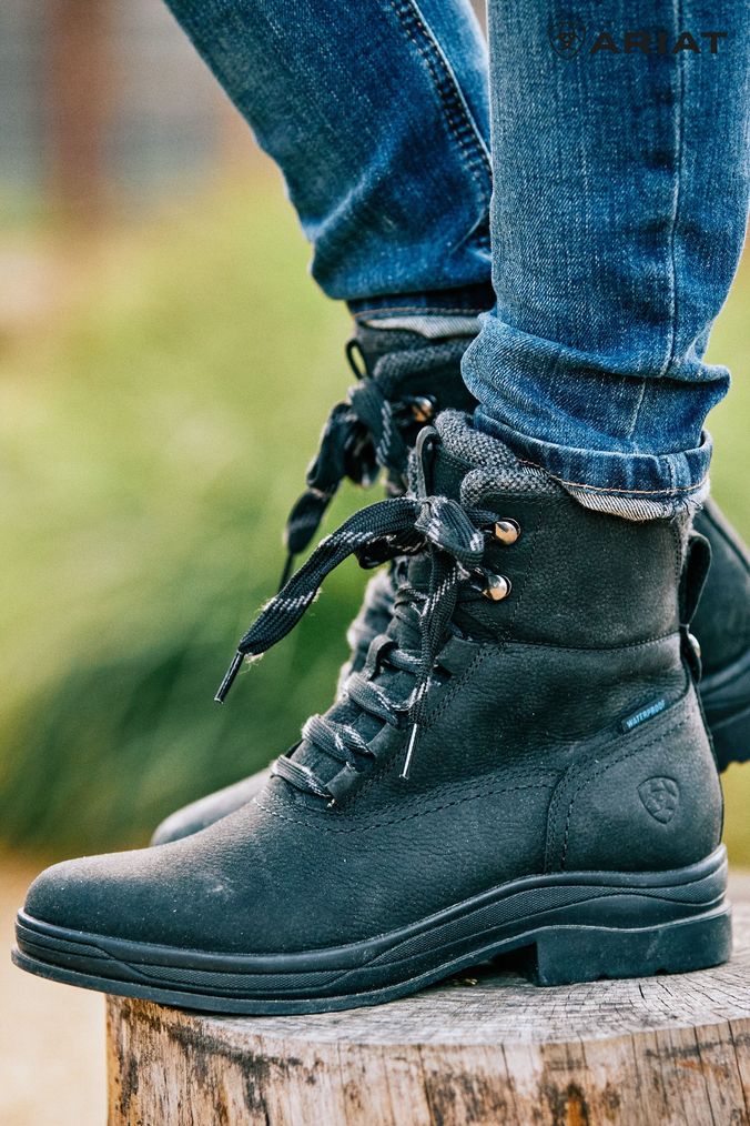Ariat black lace up deals boots