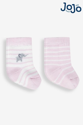 JoJo Maman Bébé Pink Elephant 2-Pack Baby Socks (364217) | £5.50