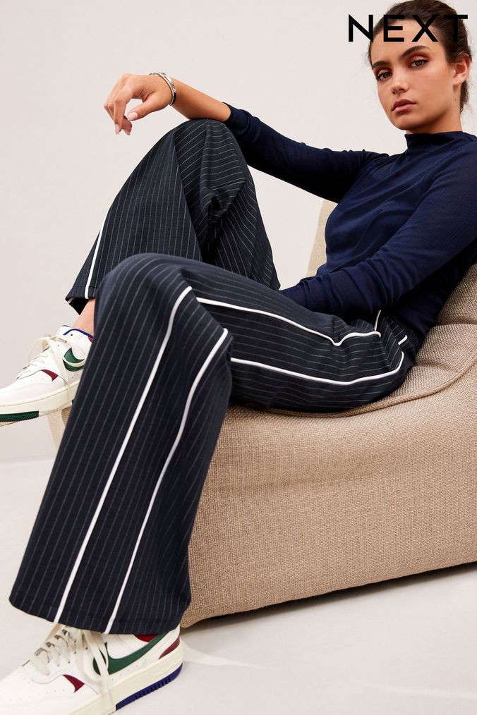 Womens black striped trousers on sale
