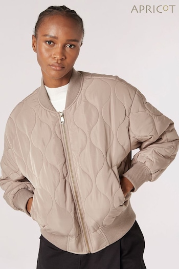 Apricot Grey Onion Quilted Bomber Jacket (364388) | £45
