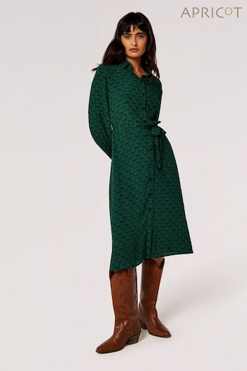 Apricot Green Geo Midi Shirt Add Dress (364395) | £40