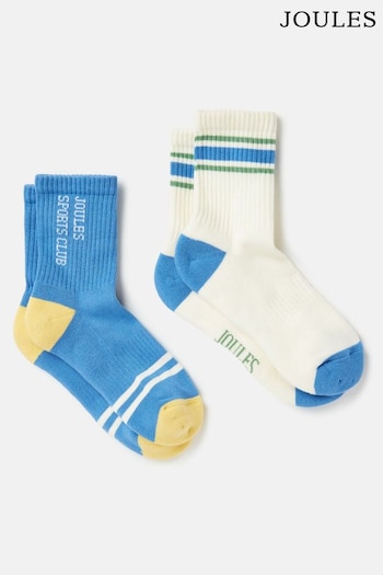 Joules Boys' Volley Blue Tennis Ankle Socks (2 Pack) (365229) | £7.95