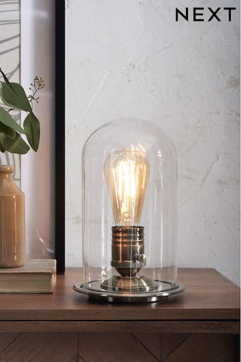 Pewter Grey Wood Cloche Table Lamp (365391) | £40