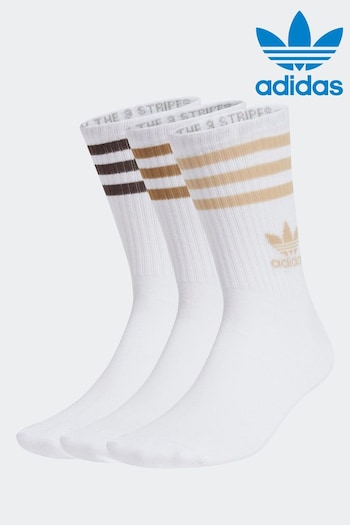 adidas Originals White Off Mid Cut Crew Socks 3 Pack (365695) | £12