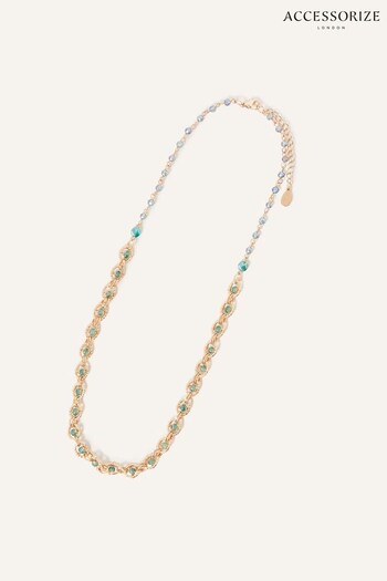 Accessorize Green Beaded Chain Collar Necklace (365744) | £14