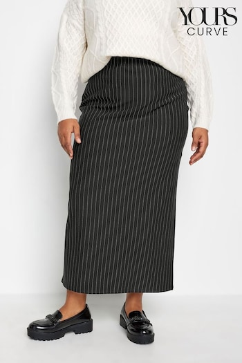 Yours Curve Black Pinstripe Maxi Skirt (365936) | £28