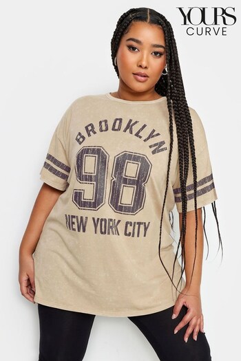 Yours Curve Natural Varsity Brooklyn Top (366070) | £22