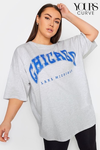 Yours Curve Grey Chicago Boxy T-Shirt (366173) | £19