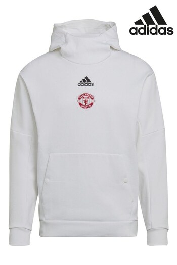 adidas White Manchester United Travel Hoodie (366277) | £85