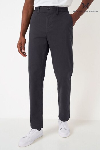 Crew Clothing Company Grey Cotton Straight Formal Trousers (366446) | £65