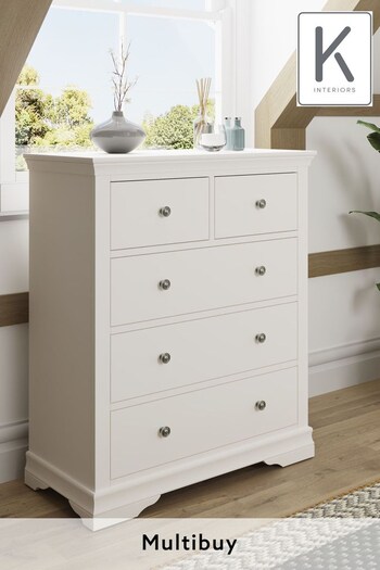 K Interiors White Colton 2 Over 3 Chest of Drawers (366624) | £515