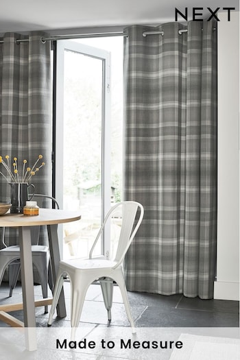 Grey Cosy Check Made To Measure Curtains (366658) | £91