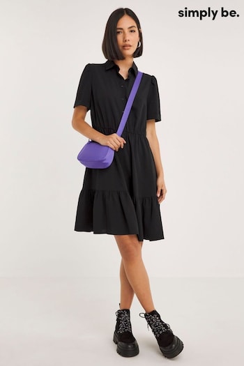 Simply Be Tiered Shirt Black Dress (367239) | £26