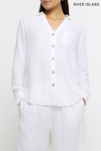 River Island White Linen Regular Shirt (367612) | £29