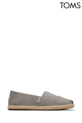 TOMS Drizzle Grey Slubby Woven Alpargata Rope Kest Shoes (367694) | £52