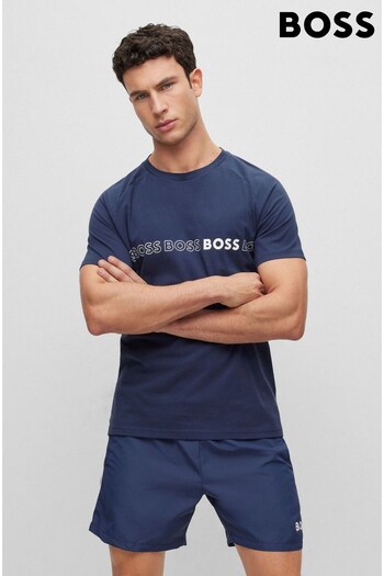 BOSS Dark Blue Repeat Logo Slim Fit T-Shirt (367812) | £49