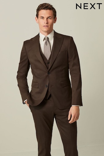 Brown Slim Fit Wool Blend Suit Jacket (368380) | £110
