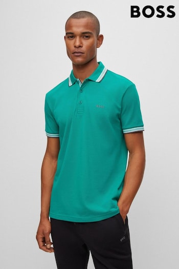 BOSS Green/Green Tipping Paddy crepe Polo Shirt (368507) | £89