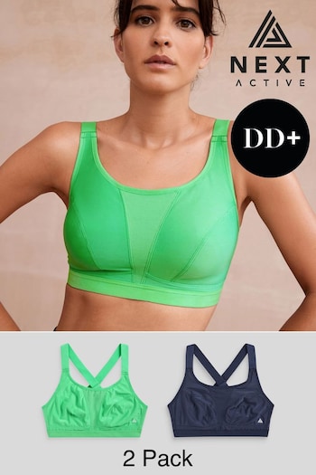 Green/Navy Blue Next Active Sports High Impact Crop Tops 2 Pack (368514) | £36