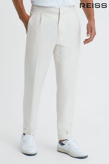 Reiss Ecru Brighton Relaxed Drawstring Trousers Air with Turn-Ups (369002) | £138