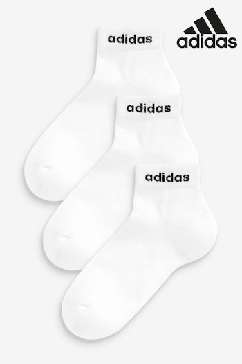 adidas White Adult Half-Cushioned Ankle Socks 3 Pairs (369356) | £9