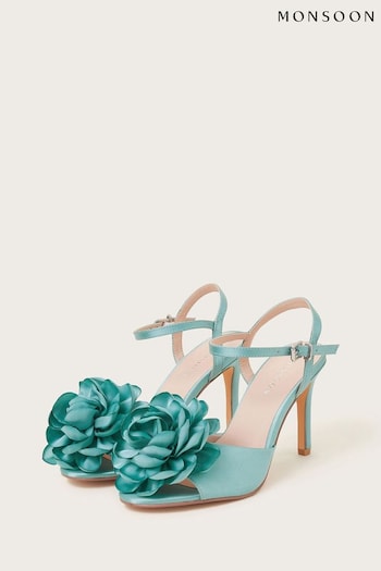 Monsoon Blue Corsage Satin Stilettos Sandals (369575) | £85