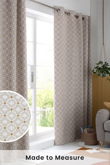 Natural/Grey Country Geo Made To Measure Curtains (369697) | £44