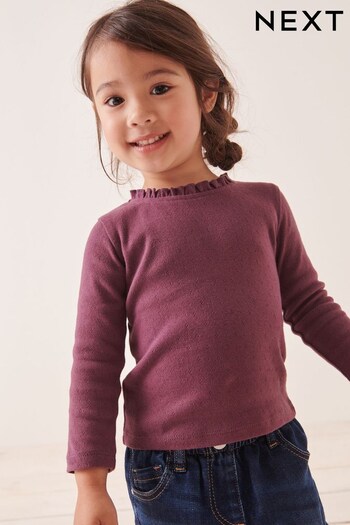 Plum Purple Brushed Pointelle Top (3mths-7yrs) (369851) | £6 - £8