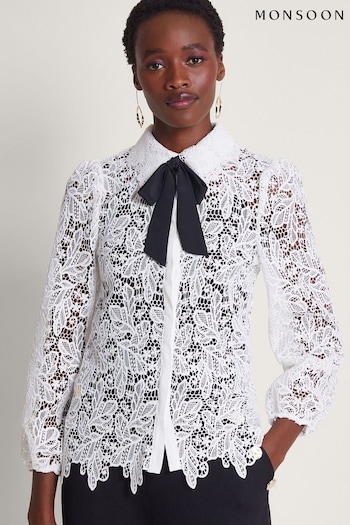 Monsoon White Perl Lace Blouse (369869) | £65