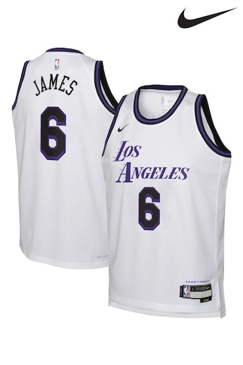 Nike White Los Angeles Lakers City Edition Swingman Jersey 22 - Lebron James Youth (370223) | £81