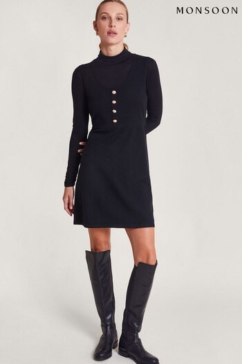 Monsoon Phene Pinafore Black Dress (370236) | £70