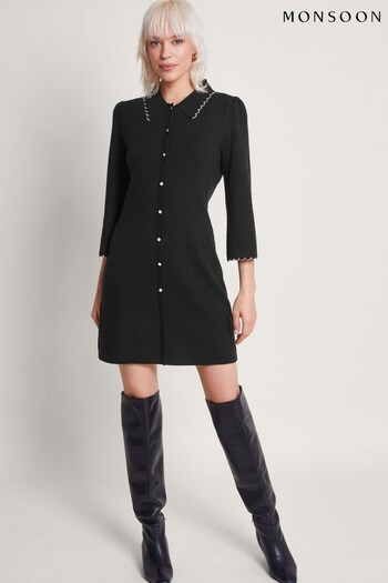 Monsoon Samia Mangas Shirt Black Dress (370287) | £80