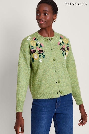 Monsoon Green Fay Floral Embroidered Cardigan (370313) | £75