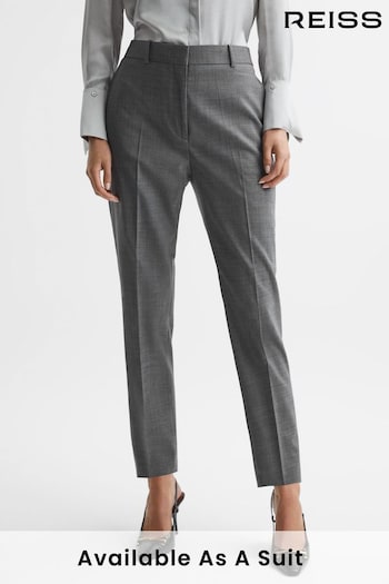 Reiss Grey Layton Slim Fit Wool Blend Trousers Kordelzug (370438) | £150